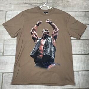 NWT WWE X Shoe Palace Stone Cold Steve Austin Short Sleeve T Shirt BEIGE Large